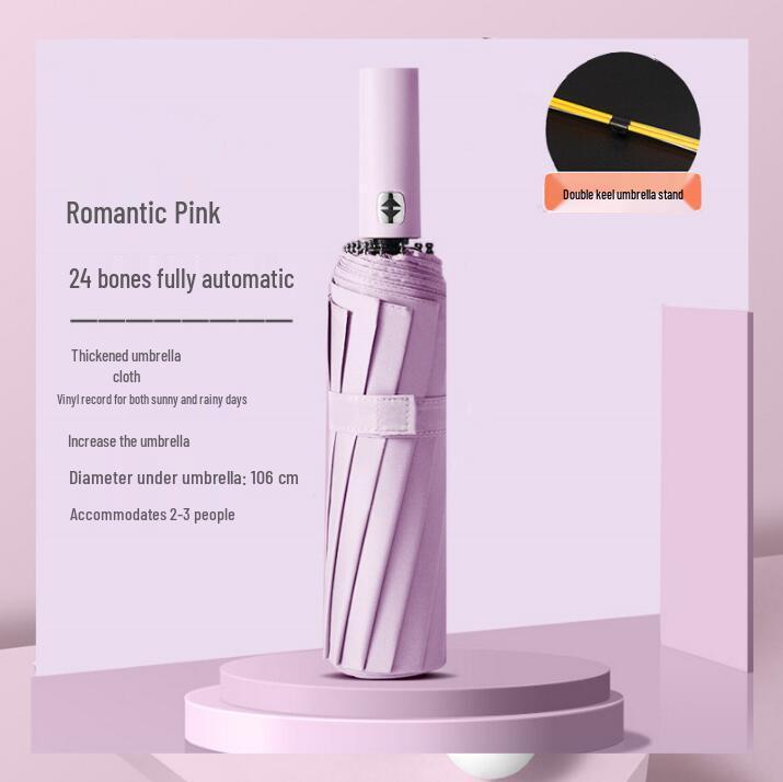 Ультрапрочный зонт-автомат двойного сложения черного цвета с защитой от УФ-лучей.