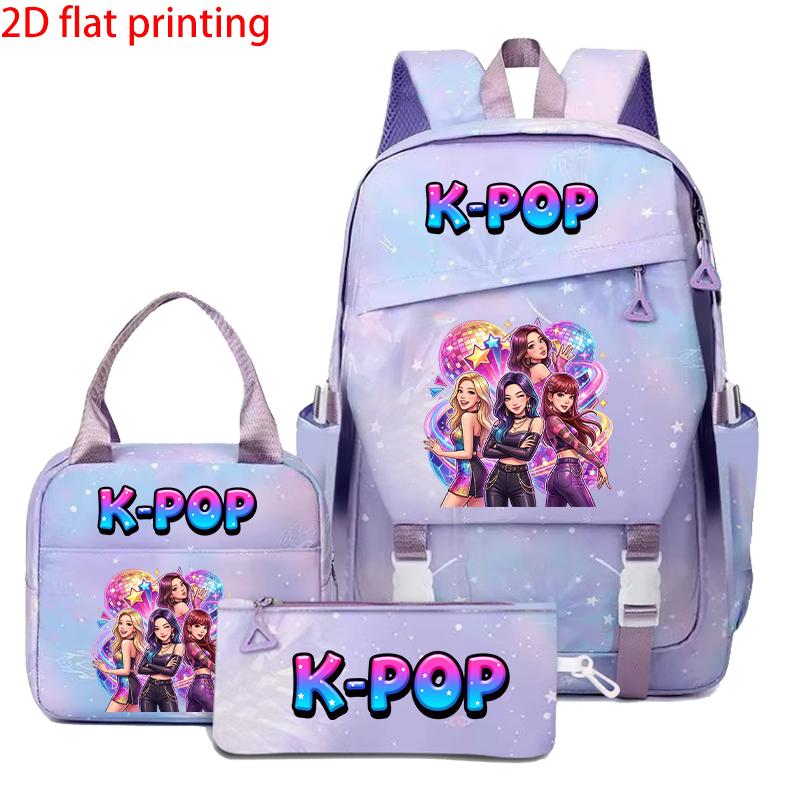 Набор из 3 рюкзаков с узорами K-POP женских групп для фанатов. Идеальная идея подарка с привлекательным дизайном