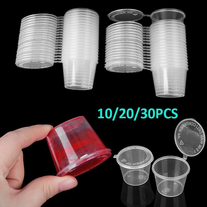 10/20/30 шт., 25 мл, маленькие пластиковые круглые чашки, чашка для соуса на вынос, контейнеры для хранения продуктов питания с откидными крышками, коробка для пигментных красок, палитра, одноразовая коробка