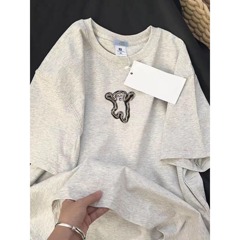 Женский летний свободный повседневный принт, новый универсальный топ с короткими рукавами