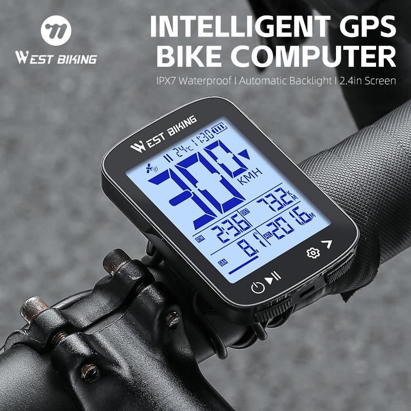 WEST BIKING Интеллектуальный GPS-велокомпьютер Большой экран Беспроводной спидометр для велоспорта IPX7 Водонепроницаемый Легкий велоодометр