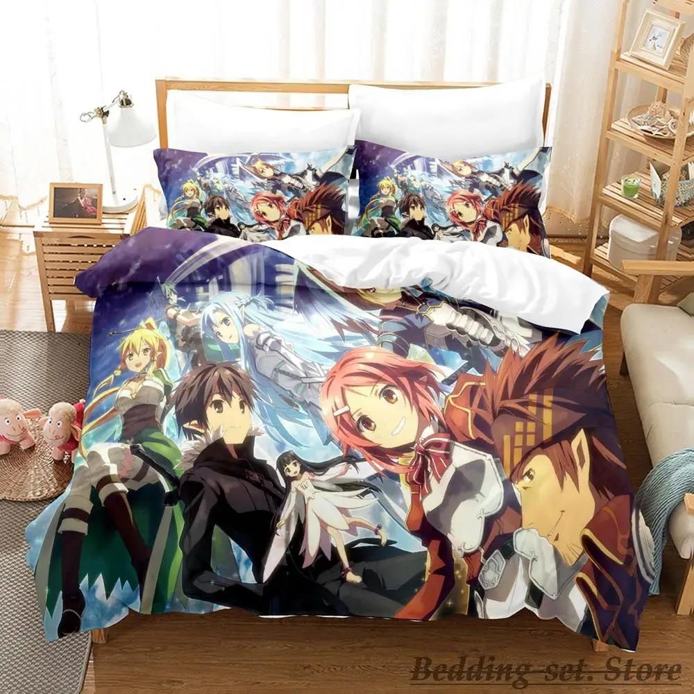Новый комплект постельного белья Sword Art Online II с рисунком из мультфильма «Аниме» из трех предметов для взрослых и детей, набор пододеяльников 3D Kawaii, постельного белья