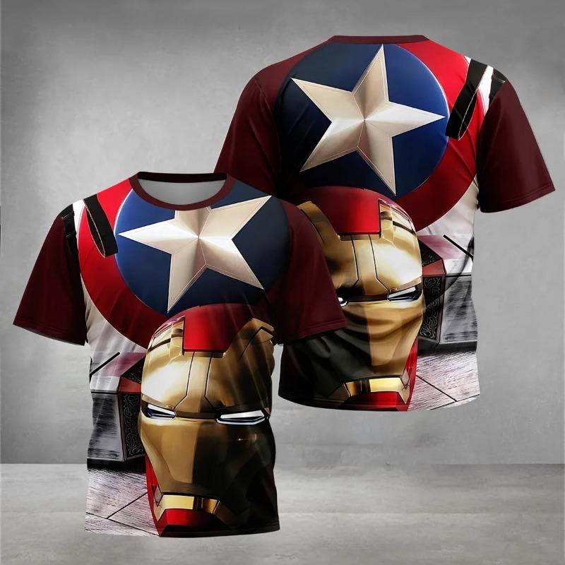 Модная мужская футболка Marvel Beauty Team 3D с 3D-принтом боевой позы, для улицы, с коротким рукавом, свободная, привлекающая внимание, уличный взрыв