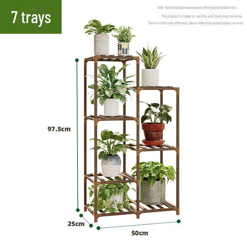 Solid Wood Multi-Layer Indoor Balcony Flower Stand for Bonsai, Succulents & Hanging Plants