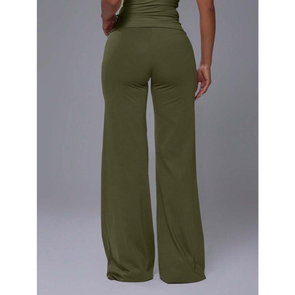 Sports Trousers: Colour-blocked Waistband, Casual and Stylish, Slimming, High-waisted, Bum-lifting, Slightly Flared Yoga Trousers