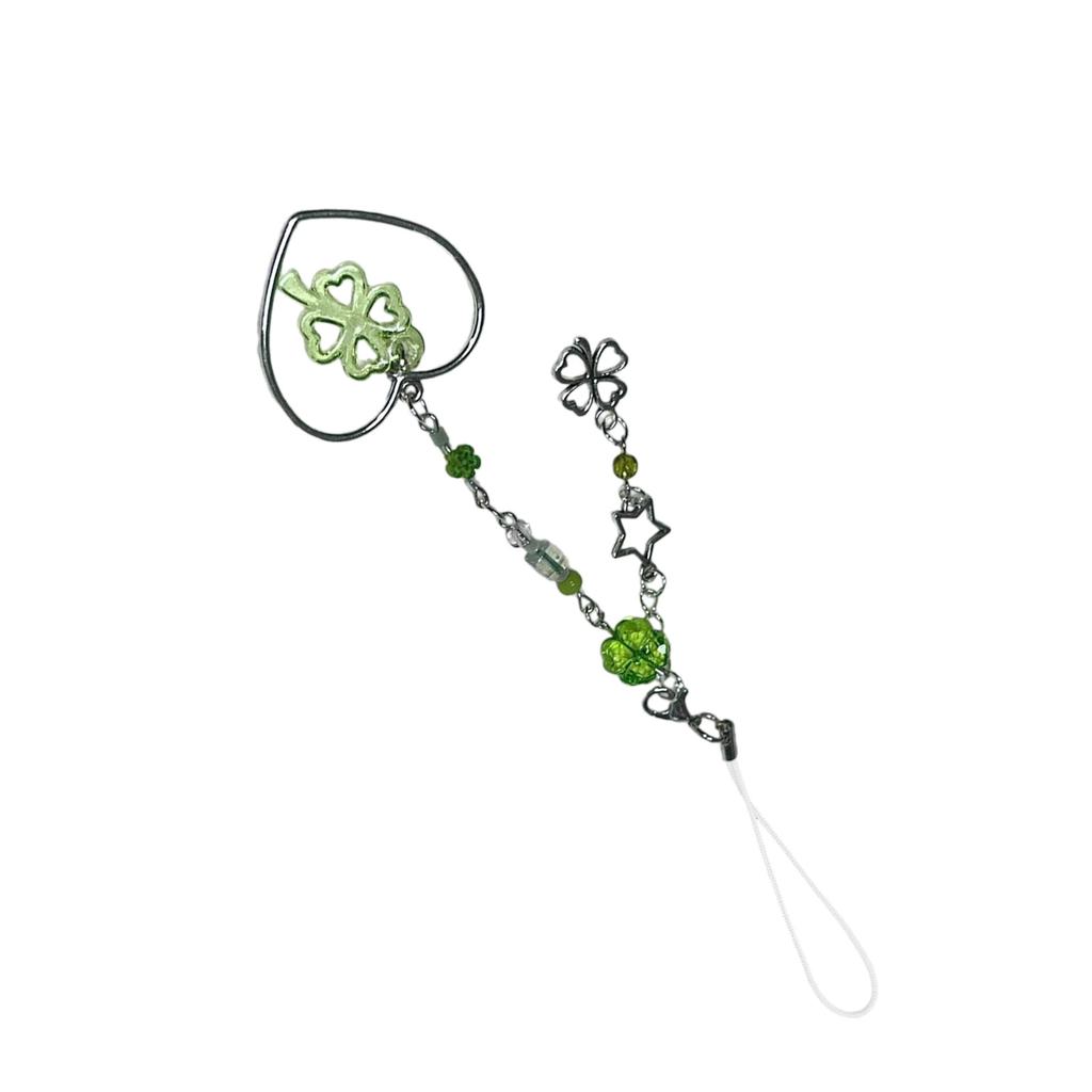 Delicate Phone Charm Keychain Fashionable Keyring Beaded Bag Pendant for Women and Girls Carry Luck and Happiness