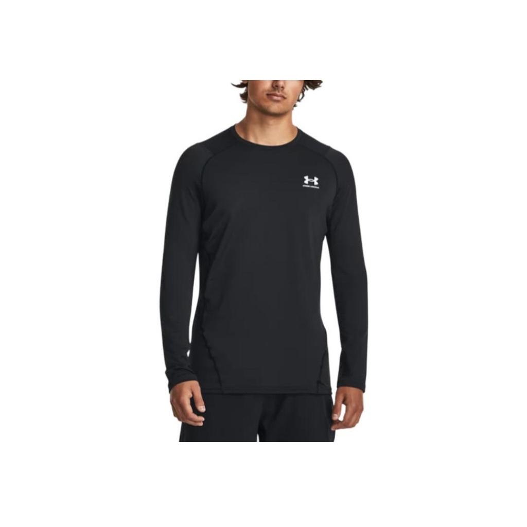 Under Armour Футболка Coldgear® Fitted Crew, однотонная, быстросохнущая, дышащая, облегающая, с длинным рукавом, мужская, черная 1366068-002