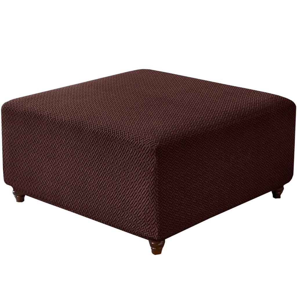 T-Shape Jacquard Square Stool Cover Ottoman Stool Cover Elastic Sofa Footrest Slipcovers for Living Room Office Home Decor