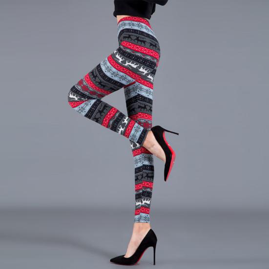 Autumn Winter Women Pants Snowflake Elk Print High Waist Tummy Control Soft Elastic Thermal Skinny Butt-lifted Yoga Trousers Lady Leggings