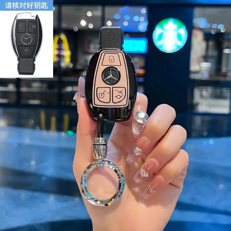 TGM3 Female Key Case for Mercedes Benz CLS CLA GL R SLK AMG A B C S Class 3 Button Remote Car Key Cover Holder Keychain Accessories