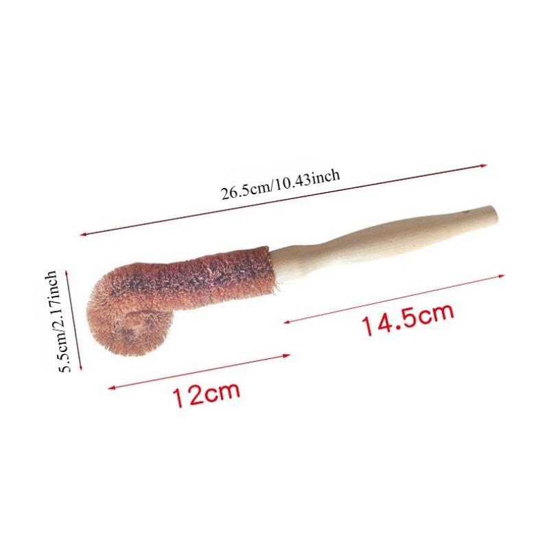 1PC coconut palm cup brush coffee pot water cup cleaning hard bristle brush, long handle brush kitchen cup washing brush glass cleaning brush