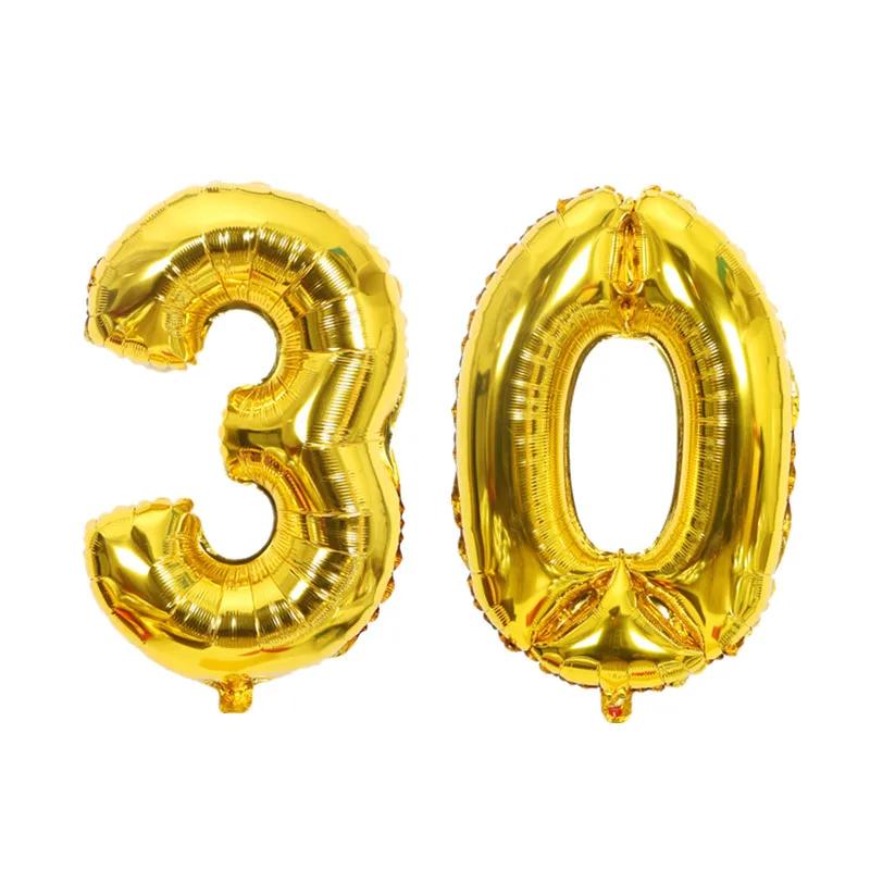 32-дюймовые золотые и серебряные шары-цифры 10 20 30 40 50 60 70 80 90 лет для детского и взрослого дня рождения, юбилея, вечеринки