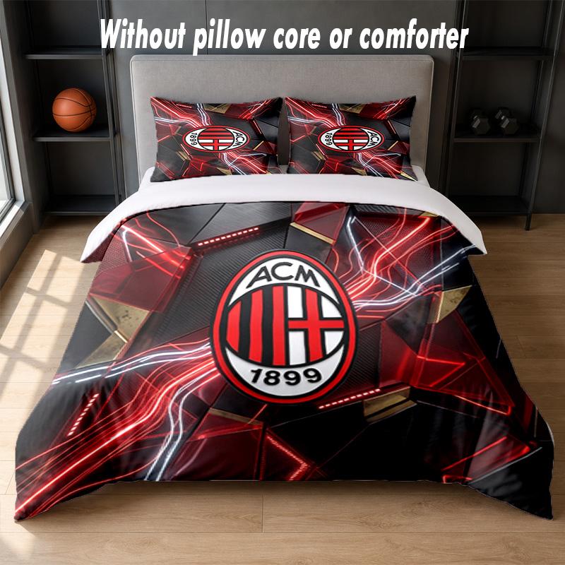 AC Milan Design Bed Bedding Set 1 Duvet Cover + 2 Pillowcases Soft Breathable Household Bed Linens