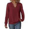 Women's Casual Pocket Sweatshirt, Long-sleeved, V-neck, Lightweight Pullover, Casual And Loose Top