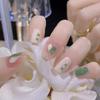24 Pieces Medium and Long Ballet Nail Ice Transparent Pink Milk Green Color Matching Nail Piece Wear Nail Nails