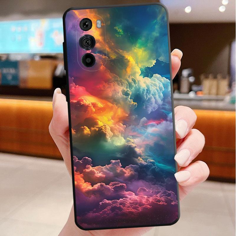 Phone Case For Motorola Edge 50 40 Pro 60 50 40 30 Ultra Neo Fusion Moto G Play G Stylus G Power G Rainbow clouds