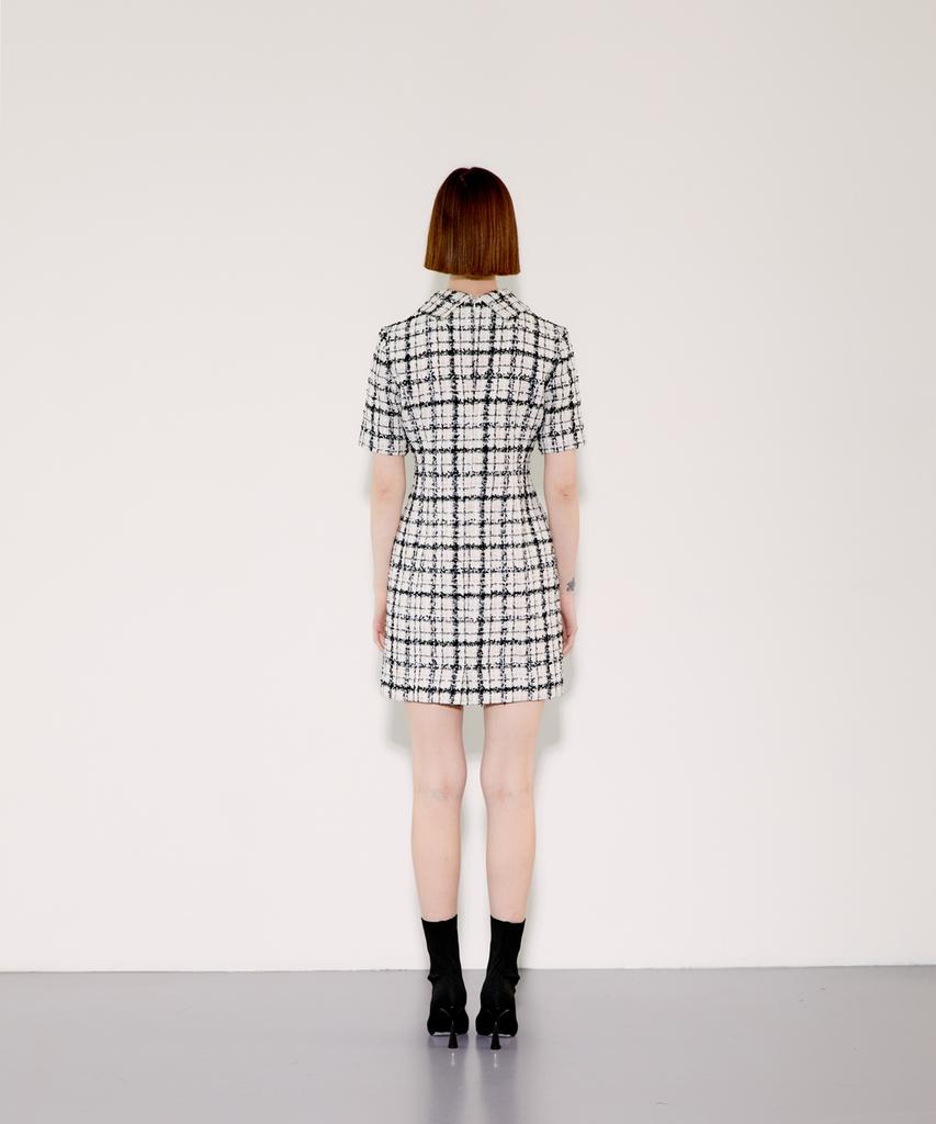 Chaenyuyog Detatchable Collar Dress [Black Check]