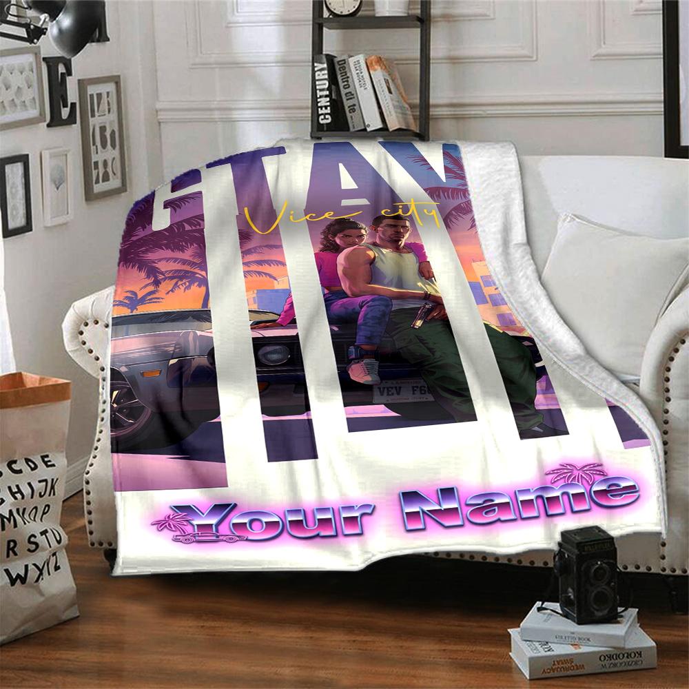 Grand Theft Auto Customize Your Name Blanket Throw Personalized Blanket Soft & Cozy Suitable for Office Chair Home Decor Couch Chair for All Occasions