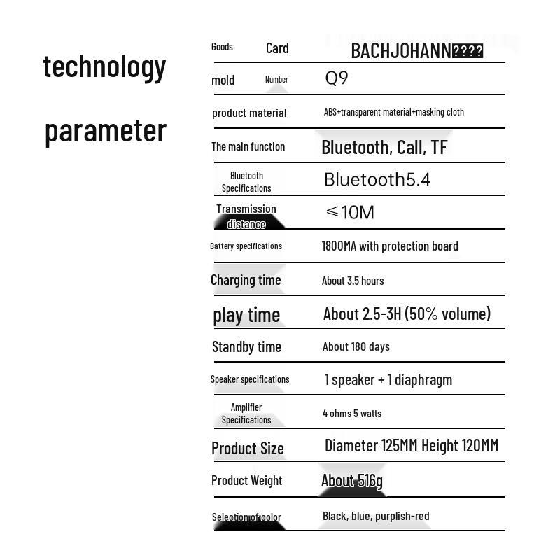 Bach Johann Q9 Portable Bluetooth Speaker