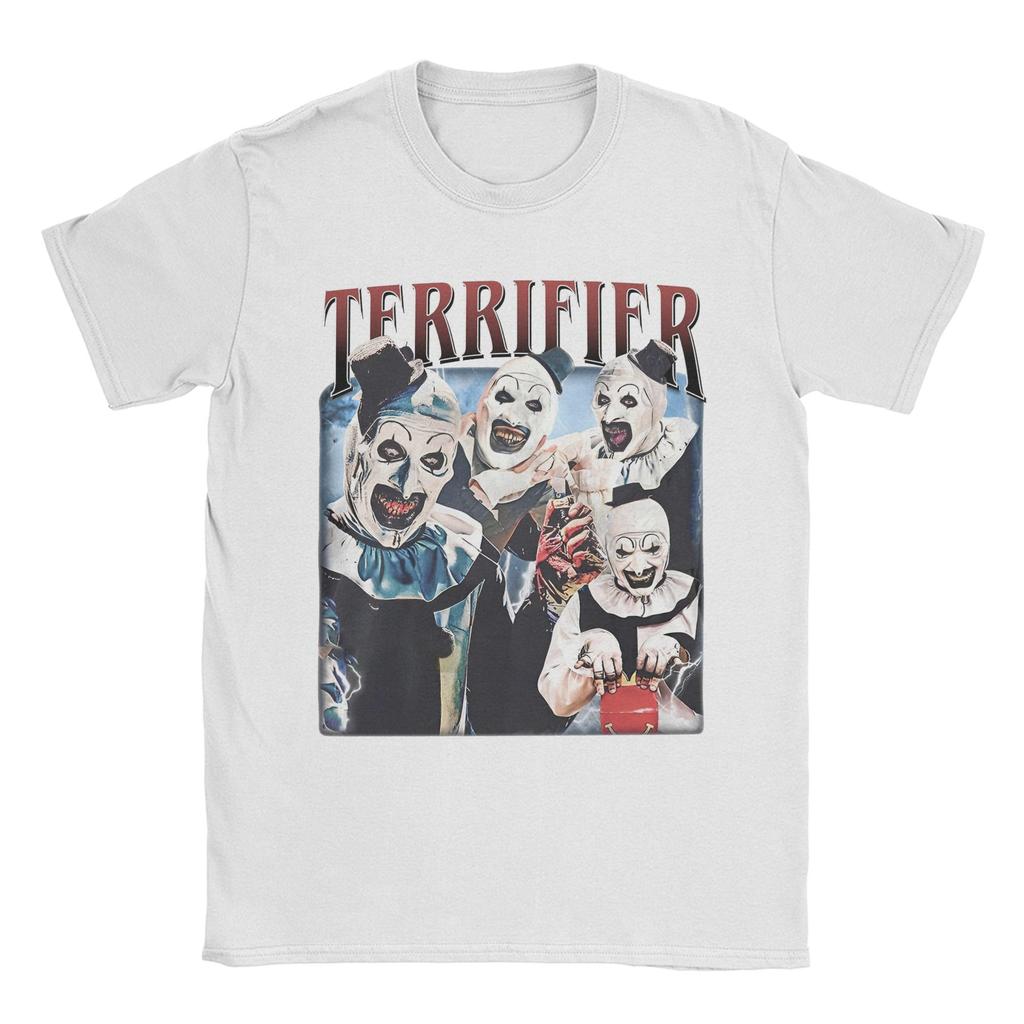Футболки с фильмами ужасов «Terrifier», мужские, 100% хлопок, винтажная футболка с круглым вырезом, футболки с коротким рукавом, летняя одежда