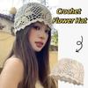 Thin Beanies Hat Bohemian Style Hollow Out Knitted Hat Fashion Crochet Flower Hat Outdoor