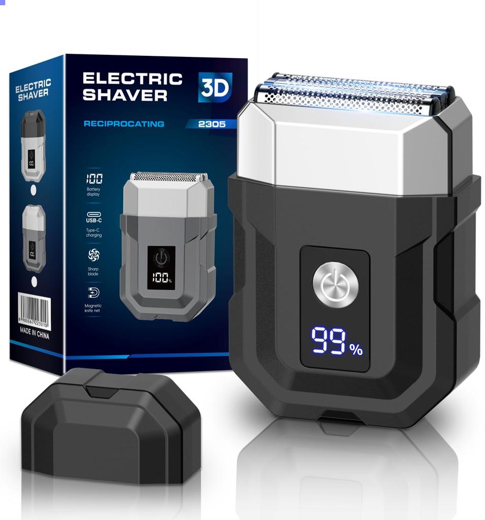 Electric AI Sensing Reciprocating 3 Close IPX7 100 Days of Continuous LED Battery Level Fast Electric Shaver for Business and Home Perfect Gift Men's
