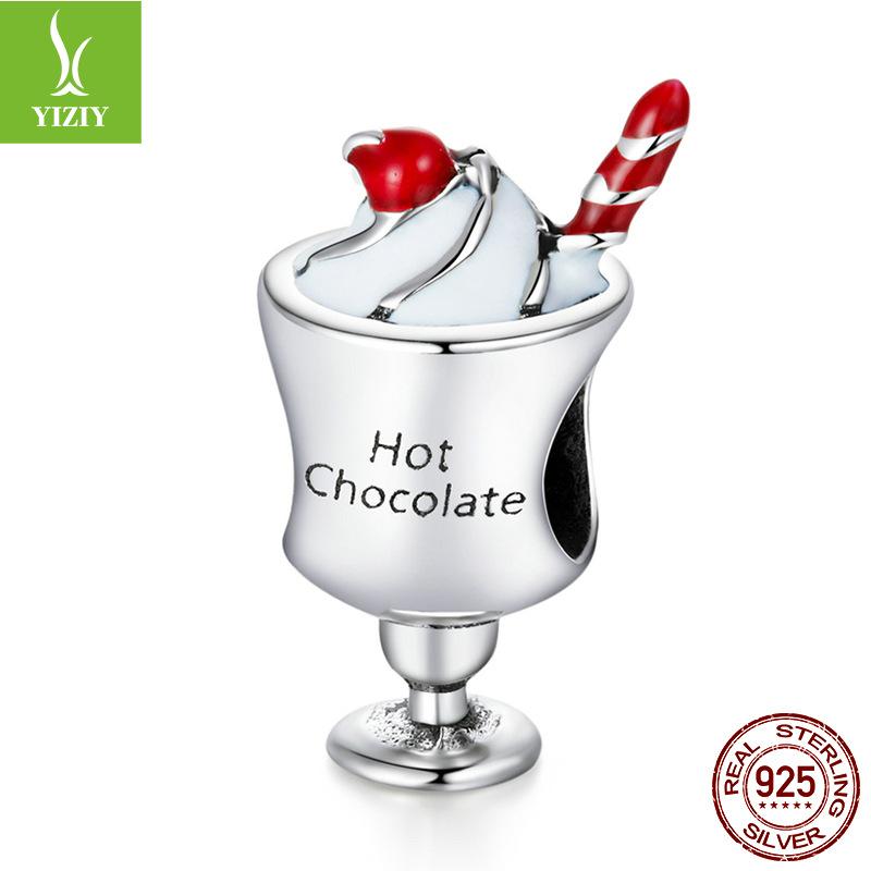 Еда Десерт Послеобеденный чай Коллекция шоколадных бусин Карта, Летний напиток Серебряные бусины 925 пробы