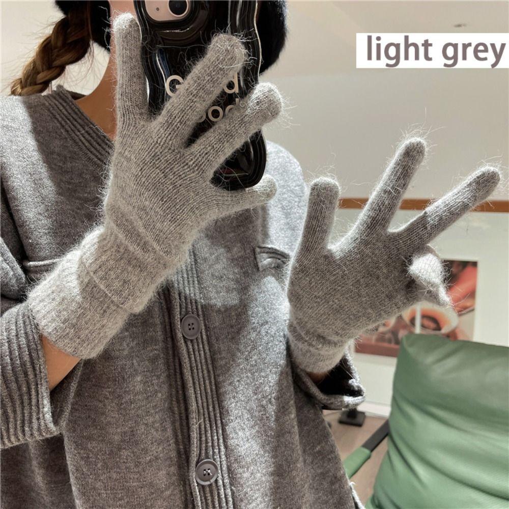 Full Fingers Long Wrist Gloves Rabbit Wool Winter Mittens Fashion Woolen Gloves Autumn Winter