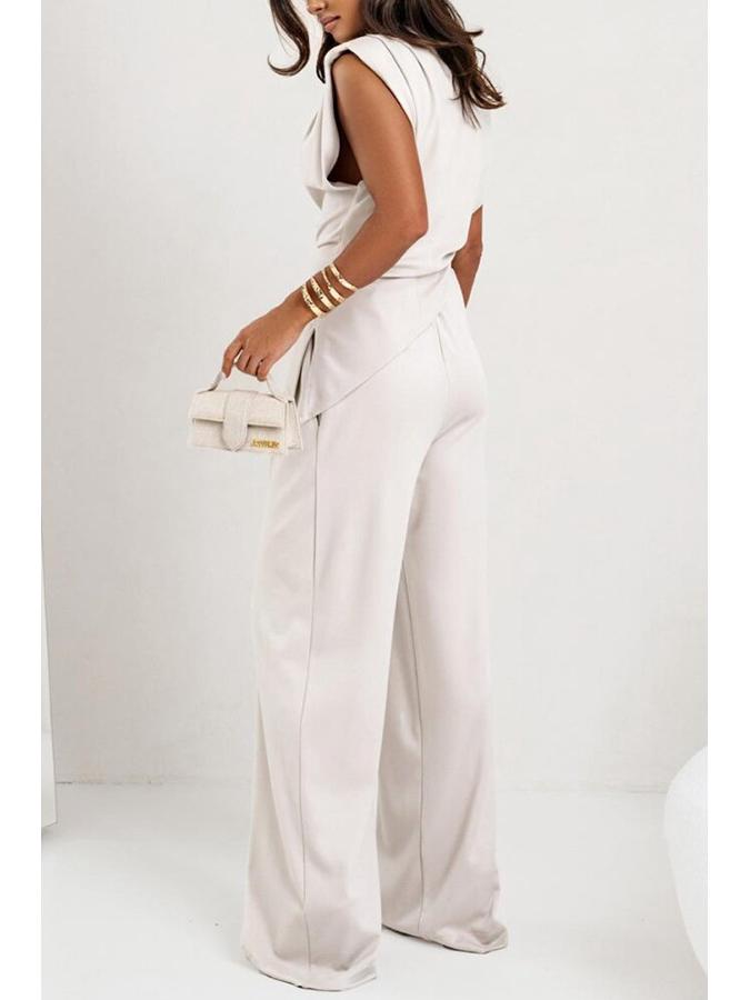 Летняя женская мода Европы и Америки 2025: Однотонный Неправильный Легкий Люксовый Комплект