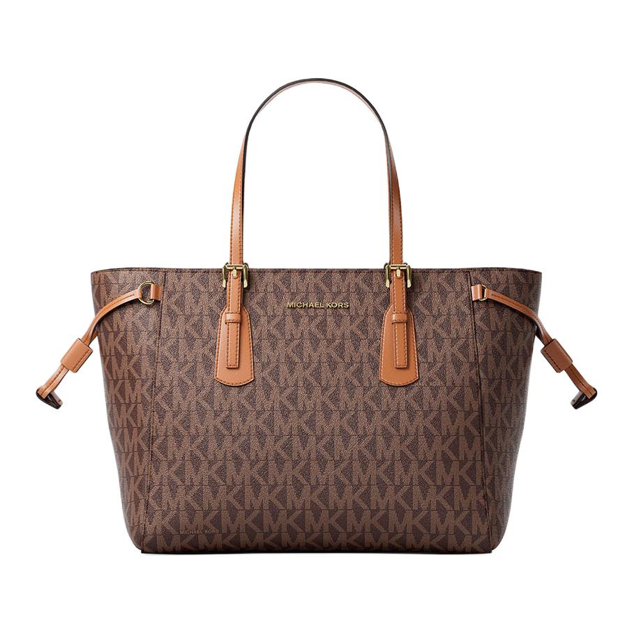 Michael Kors Voyager Logo Coated Canvas Tote Bag Women tote Brown 35R6GV6T0B-BROWN