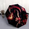 Flame and Blossom: Mystical Dragon Art PrintUmbrella with Cute Design,Portable 3-Fold Compact Umbrella for Men&Women,Valentine's Day Mother'