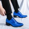 Fashion Spring New Thick Soled High-heeled Men's Leather Shoes Gold Fashion Wedding Casual Shoes Business Height Increase Oxford Shoes