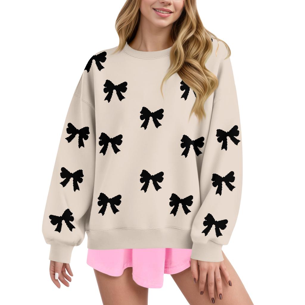 Женские топы Женский свитшот с длинным рукавом Повседневный с круглым вырезом Свободного кроя Пуловер Флисовые топы