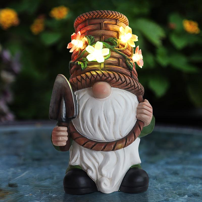 American Garden Shovel-Holding Elf Solar Light Ornament