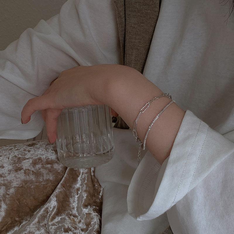 ANENJERY French Sparkling Bracelet for Women Luxury Temperament Girlfriends Party Jewelry Gift