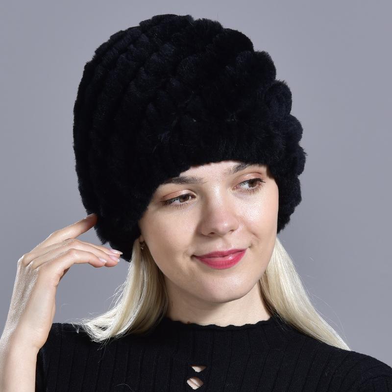 Зимняя теплая вязаная меховая шапка из кроличьего меха с ананасом, женские толстые шапки, шапочки для мамы