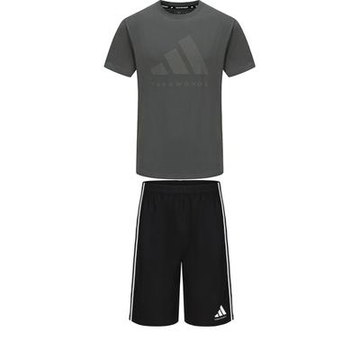 adidas Удобный пуловер для тхэквондо с круглым вырезом, простая футболка с коротким рукавом, модные шорты на шнуровке, повседневный спортивный костюм ADICLTS24TK-GFC+S21ATMSH2T-BW
