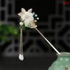 Retro Traditional Flowers  Simulated Pearls Long Tassel Hairpins Hair Sti