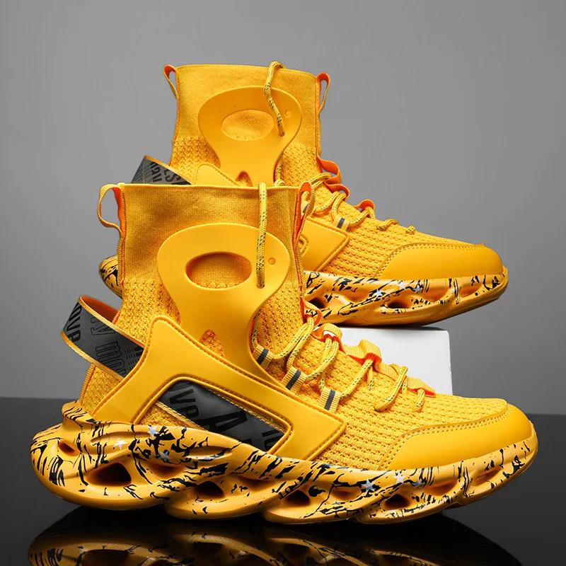 Новые изысканные мужские кроссовки Хай-топ Тренд Универсальная повседневная обувь Сетчатые дышащие Легкие спортивные кроссовки для бега