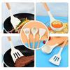 Non-Stick Silicone Cooking Utensils Set, 3 Pcs With Wooden Handle, Silicone Kitchen Gadgets (Cream, 3)