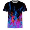 Summer Round Neck 3D Flame Print Top Fashionable Casual Short Sleeved Men's T-shirts