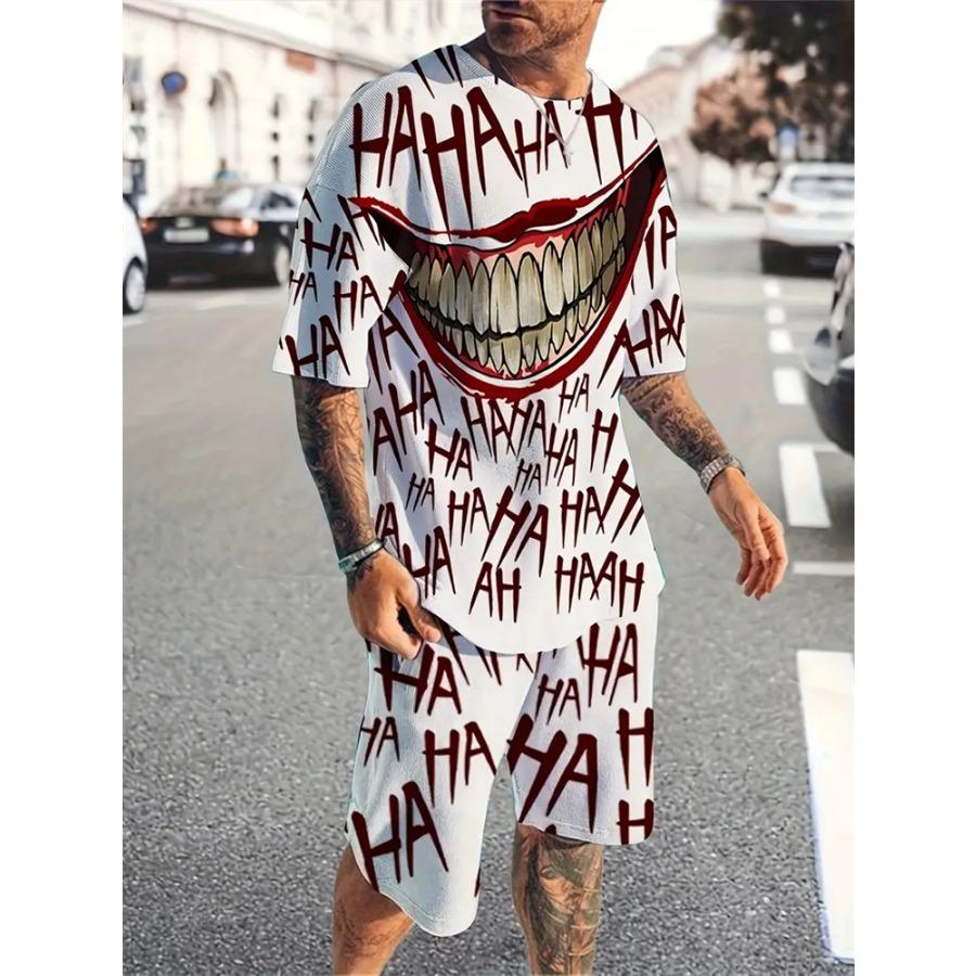 Fashion New Plus Size Men's Suit Cross Jesus Printed Suit Summer Cool Breathable Short Sleeve Drawstring Shorts Faith Clothing