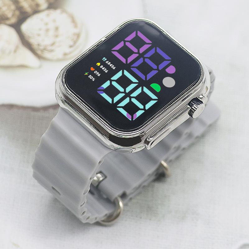 LED Electronic Watch Fashion Trend Couple Men and Women Button Luminous Electroplating Electronic Watch