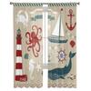 Decorative Nautical And Sea Set Maritime Illustrations Window Screening Curtains Voile Drape Sheer Tulle for Living Room Bedroom