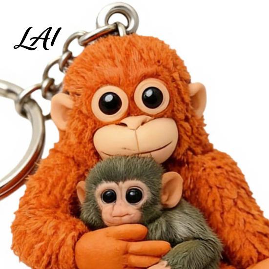 Durable Everyday Keychain 3D Monkey Cute Holding Plush Toy Gift for Lovers