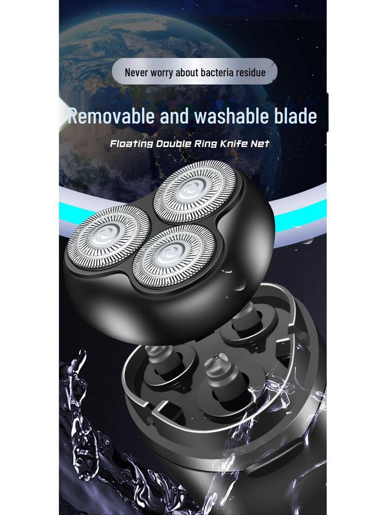 Аккумуляторная плавающая электробритва с тремя лезвиями для мужчин — удобная и моющаяся