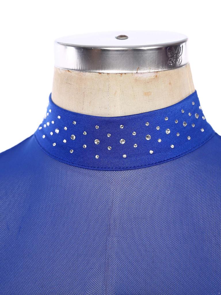 Женский лирический танцевальный костюм танцевальная одежда без рукавов открытая спина прозрачная сетка пэчворк блестящие стразы купальник платье