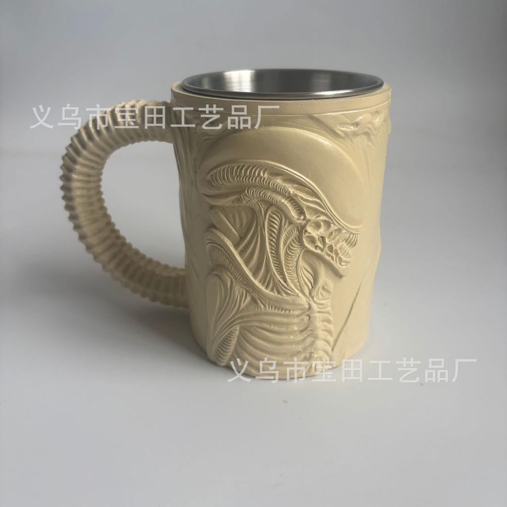 New Resin Statue Xenomorph Mug Special Shaped Mug Flat 3D Effect Special Shaped Coffee Mug