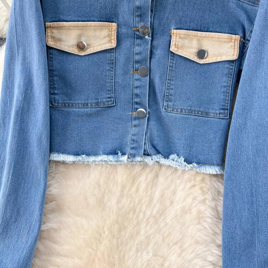 Новая женская джинсовая куртка с лацканами, юбка в полный рост, комплекты из двух предметов, модный женский костюм, джинсовые комплекты