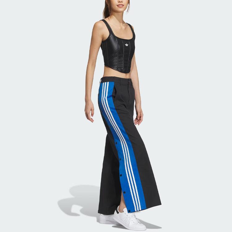 adidas Оригинальные тканые брюки Adibreak Ретро Три полоски Color Block Свободная вязка Спортивные брюки Женские низ Черный IX6687